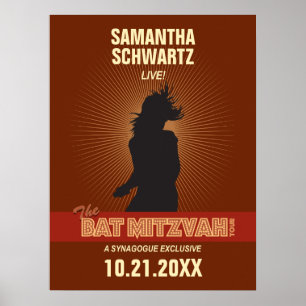 Rock Star Bat Mitswa Poster in het bruin