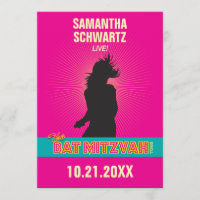 Rock Star Bat Mitzvah Invitation in Hot Pink