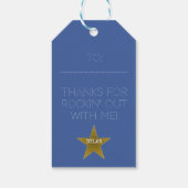 Rock Star Birthday Gift Labels Blue Gold Cadeaulabel (Achterkant)