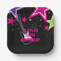Rock Star Birthday Guitar Stars Pink Paars