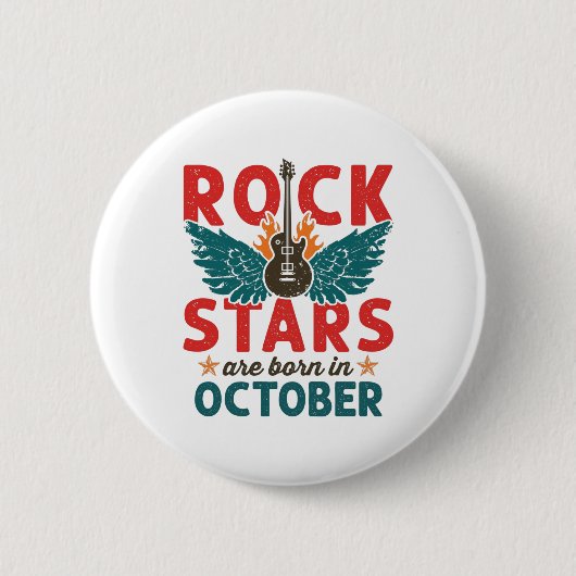 Rock Star Birthday Okkstar Rock n Roll Ronde Button 5,7 Cm (Voorkant)