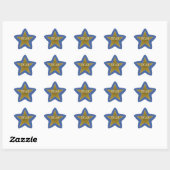 Rock Star Birthday Party Name Stickers Blue Gold (Vel)