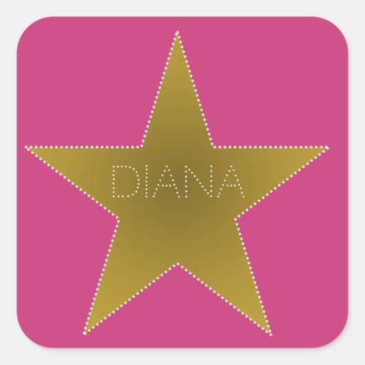 Rock Star Birthday Party Name Stickers Pink Gold (Voorkant)