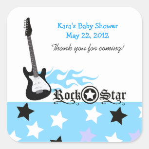 Rock Star Blue SQUARE Favor Sticker
