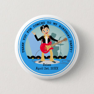 Rock Star Boy verjaarfeestje Ronde Button 5,7 Cm
