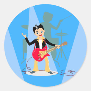 Rock Star Boy verjaarfeestje Ronde Sticker