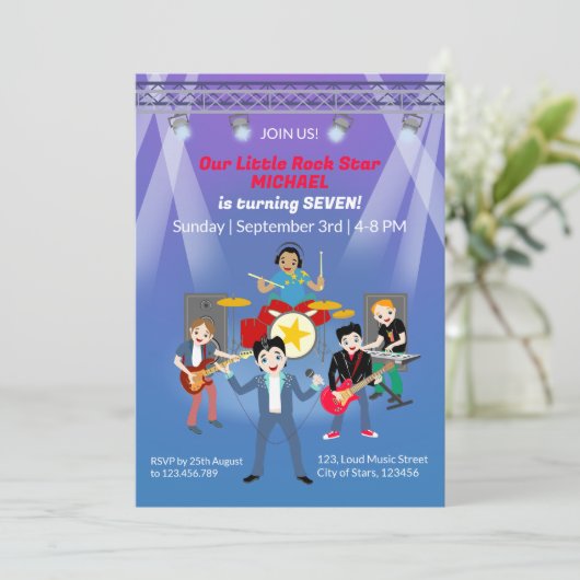 Rock Star Boys Band Verjaardagsfeest Kaart (Staand voorkant)