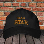 ROCK STAR brodé baseball casquette or / noir<br><div class="desc">Casquettes brodés : casquette de baseball de mode classique doré / blanc avec le texte "ROCK STAR" pour les meilleures stars de la musique du monde,  des musiciens de groupe,  soirée collégiale,  rawe de plage / casquettes du festival</div>