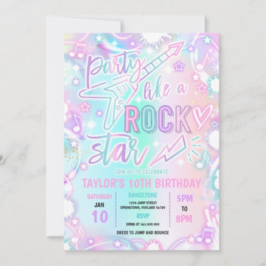 Rock Star Dance Music Tie Dye Neon Glow Verjaardag Kaart (Voorkant)