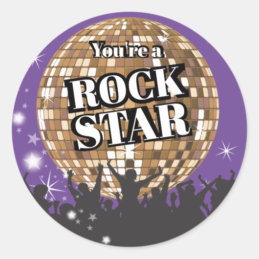 Rock star disco bal werknemer herkenning sticker (Voorkant)