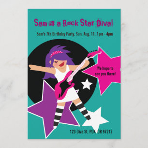 Rock Star Diva Birthday Invites Kaart