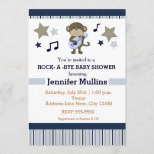Rock Star Feest Baby Shower Apen Uitnodiging