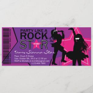 Rock Star Girl Band Birthday Paars Pink Kaart