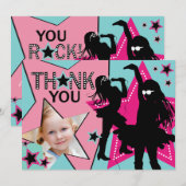 Rock Star Girl Band Hartelijk dank Aqua Pink Bedankkaart (Voorkant / Achterkant)