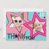 Rock Star Girl Band Hartelijk dank Aqua Pink Bedankkaart (Voorkant)