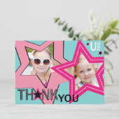 Rock Star Girl Band Hartelijk dank Aqua Pink Bedankkaart (Staand voorkant)