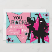 Rock Star Girl Band Hartelijk dank Aqua Pink Bedankkaart (Achterkant)