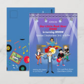 Rock Star Girl Band Verjaardagsfeest Briefkaart (Voorkant / Achterkant)