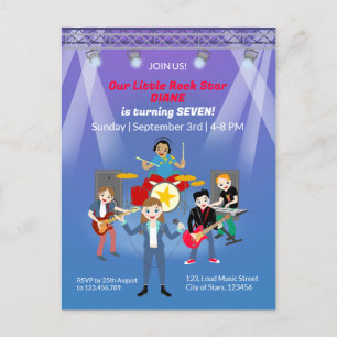 Rock Star Girl Band Verjaardagsfeest Briefkaart