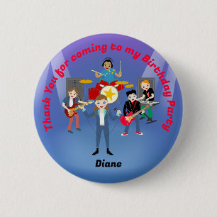Rock Star Girl Band Verjaardagsfeest Ronde Button 5,7 Cm