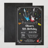 Rock Star Guitar Anniversaire Invitation Musique B (Devant / Derrière)