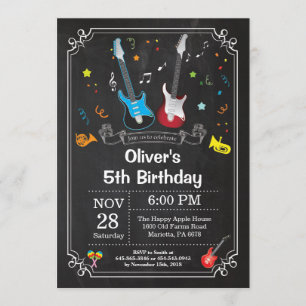 Rock Star Guitar Anniversaire Invitation Musique B