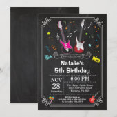 Rock Star Guitar Anniversaire Invitation Musique G (Devant / Derrière)