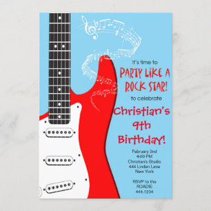 Rock Star Guitar Birthday-uitnodigingen Kaart