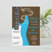 Rock Star Guitar Birthday-uitnodigingen Kaart (Staand voorkant)