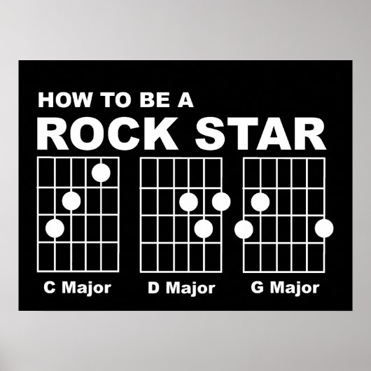 Rock Star Guitar Chords Funny Print Poster Humor (Voorkant)