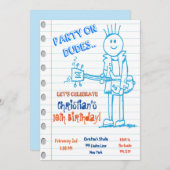 Rock Star Guitar Doodle Anniversaire Invitation (Devant / Derrière)