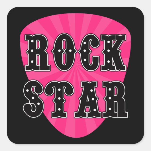 Rock Star Guitar Pick Vierkante Sticker (Voorkant)