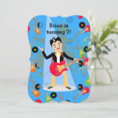 Rock star guitar player verjaardagsfeestje kaart (Staand voorkant)