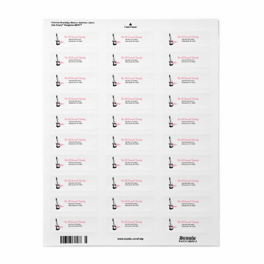 ROCK STAR GUITAR PRINTABLE ADRESETIKETTEN ETIKET (Full Sheet)