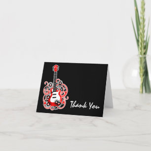 Rock Star Guitare Rouge et Noir Merci Note