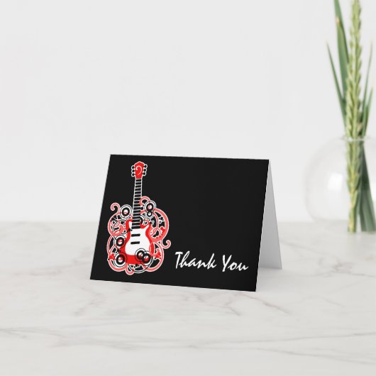 Rock Star Guitare Rouge et Noir Merci Note (Devant)
