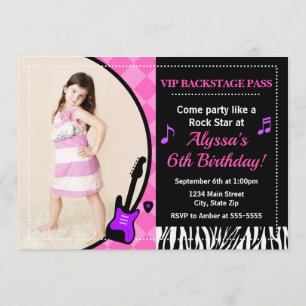 Rock Star Invitation Anniversaire Pop Star Girl