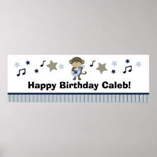 Rock Star Monkey Birthday Party Baby shower Banner Poster