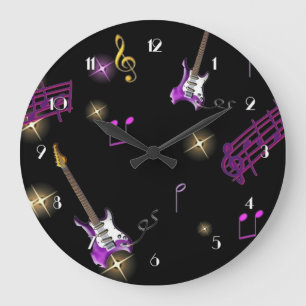 Rock Star Music Background Wall Clock Grote Klok
