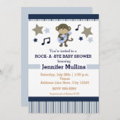 Rock Star Party Baby shower Monkey Invitation (Devant / Derrière)