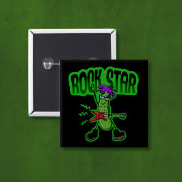 Rock Star Pickle - Grappige Cartoon Vierkante Button 5,1 Cm
