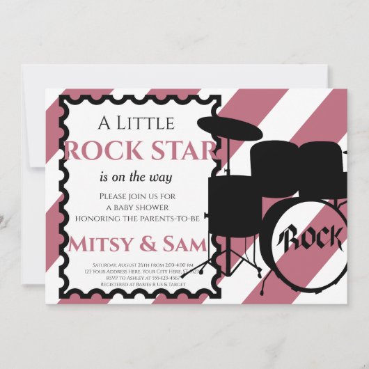 Rock Star Rock a Bye Baby shower Invitation (Devant)