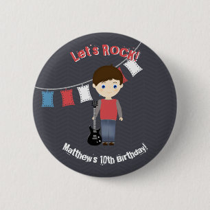Rock Star Verjaardag Jongen Ronde Button 5,7 Cm