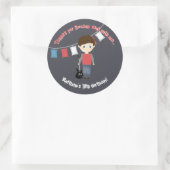 Rock Star Verjaardag Jongen Ronde Sticker (Tas)