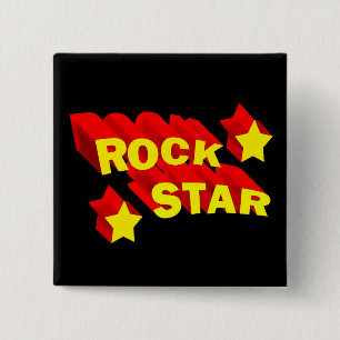 Rock Star Vierkante Button 5,1 Cm