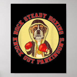 Rock Steady Boksen Parkinsons - Boks Hond met Rood Poster