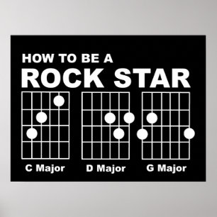 Rock Ster Gitaar Akkoorden Grappige Print Poster H