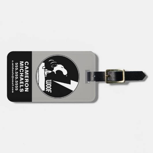 Rock T - shirts | Snoopy Howling | Jouw namen toev Bagagelabel (Voorkant horizontaal)