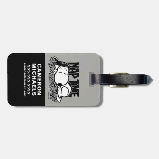 Rock T - shirts | Snoopy NAP tijd | Jouw namen toe Bagagelabel (Achterkant horizontaal)
