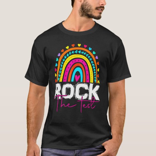 Rock The Test Day Teacher Rainbow Leopard T-shirt (Voorkant)